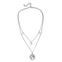 Collier en alliage de zinc, avec 2inch chaînes de rallonge, Placage, Double couche & réglable & chaîne ovale & pour femme, 20mm Environ 16.5 pouce, Vendu par brin