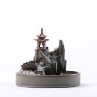 Incense Smoke Flow Backflow Holder Ceramic Incense Burner, Porcelain, handmade, grey 