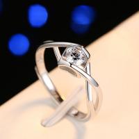 Cubic Zirconia anillo de dedo de plata esterlina, Plata de ley 925, chapado en platina real, para mujer & con circonia cúbica, Vendido por UD