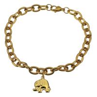 Edelstahl Charm Armband, Elephant, goldfarben plattiert, Armband  Bettelarmband & unisex & Oval-Kette, 16x16mm, 8mm, Länge:ca. 9 ZollInch, verkauft von Strang