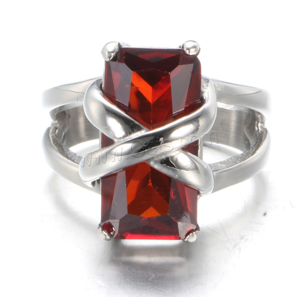 Gemstone Stainless Steel Finger Ring, with Ruby, different size for choice & for woman, original color, 18mm, Sold By PC