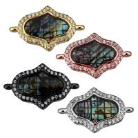 Cubic Zirconia Micro Pave Brass Connector, with Abalone Shell, Hamsa, plated, mosaic & micro pave cubic zirconia & 1/1 loop Approx 1.5mm 