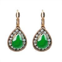 Resin Zinc Alloy Earring, with Resin, gold color plated, with rhinestone 