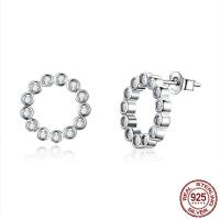 Sterling Silber Stud Ohrring, 925er Sterling Silber, platiniert, Micro pave Zirkonia & für Frau, 14x14mm, verkauft von Paar