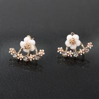 Zinc alliage strass Stud Earring, alliage de zinc, fleur, Placage, pour femme & avec strass, plus de couleurs à choisir, 175mm, Vendu par paire