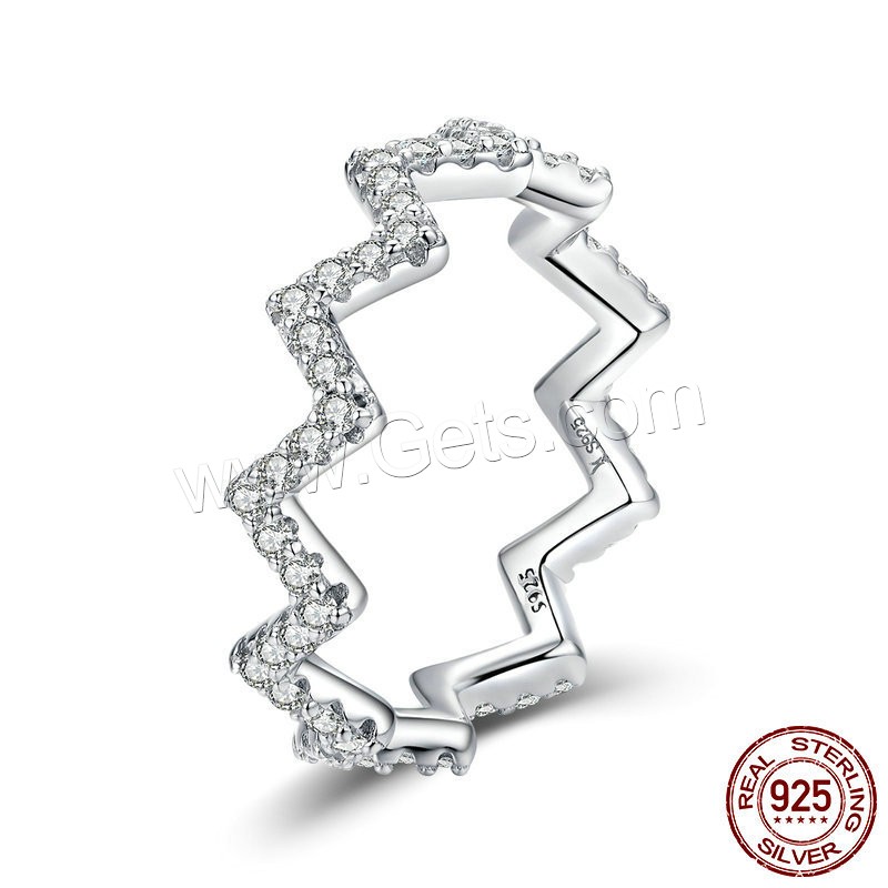 Befestigter Zirkonia Sterlingsilber Fingerring, 925er Sterling Silber, platiniert, verschiedene Größen vorhanden & Micro pave Zirkonia, 5mm, Größe:6-8, verkauft von PC