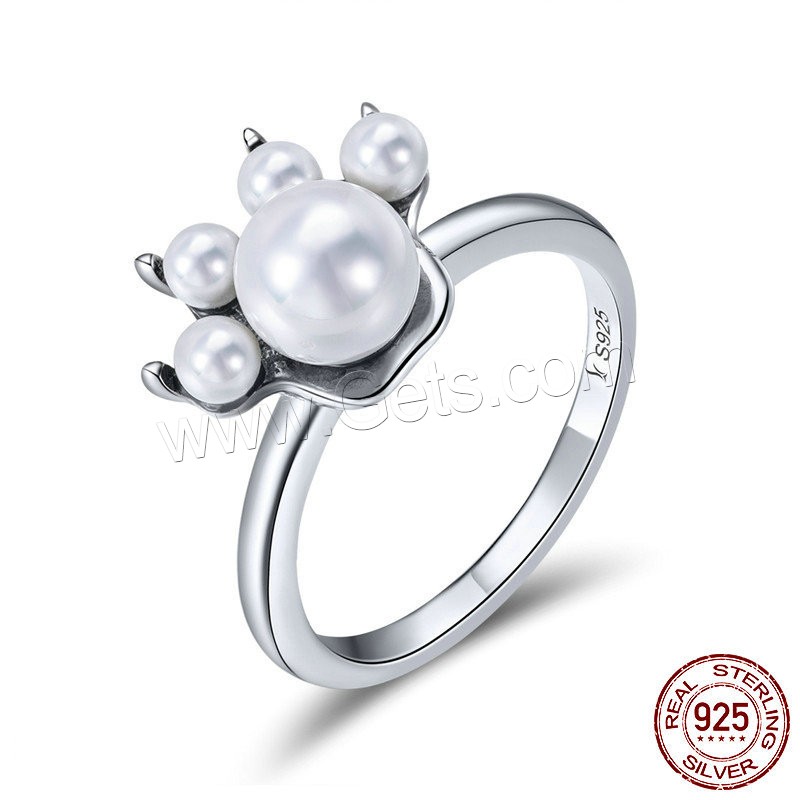 Thailand Sterling Silver Finger Ring, with Shell Pearl, Claw, different size for choice & for woman, 13x11mm, 2mm, US Ring Size:6-8, Sold By PC