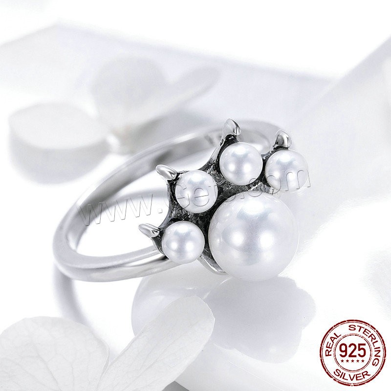 Thailand Sterling Silver Finger Ring, with Shell Pearl, Claw, different size for choice & for woman, 13x11mm, 2mm, US Ring Size:6-8, Sold By PC