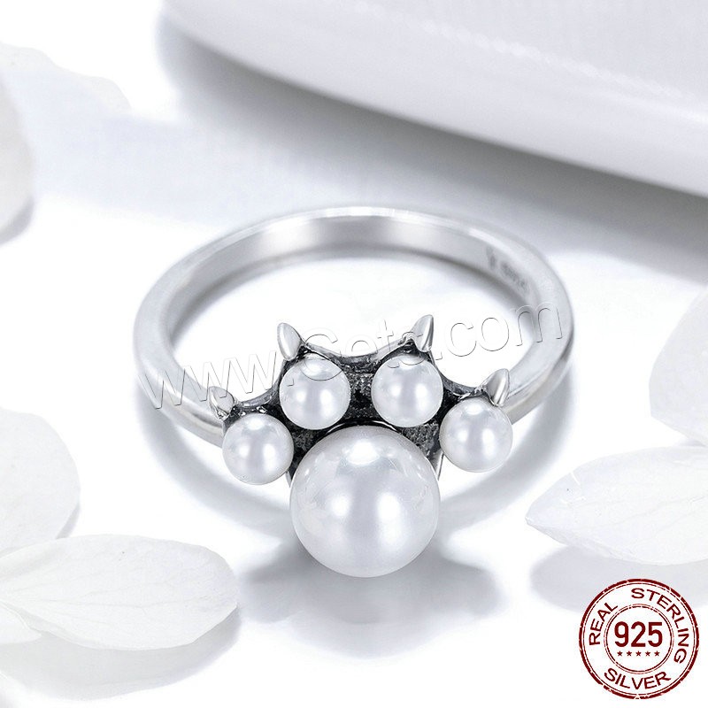 Thailand Sterling Silver Finger Ring, with Shell Pearl, Claw, different size for choice & for woman, 13x11mm, 2mm, US Ring Size:6-8, Sold By PC