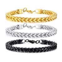 acier inoxydable bracelet, Placage, chaîne d'épi & pour homme, plus de couleurs à choisir Environ 8.7 pouce, Vendu par brin