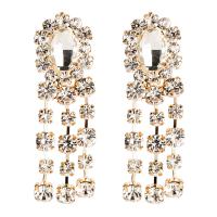 Zinc Alloy Tassel Earring, plated, for woman & with rhinestone 