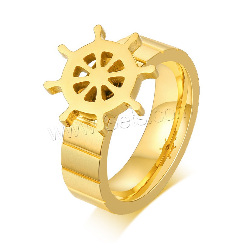 Stainless Steel Finger Ring, gold color plated, different size for choice & for man, 15mm, 6mm, 2.6mm, US Ring Size:7-12, Sold By PC