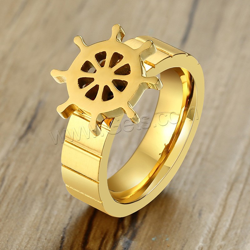 Stainless Steel Finger Ring, gold color plated, different size for choice & for man, 15mm, 6mm, 2.6mm, US Ring Size:7-12, Sold By PC