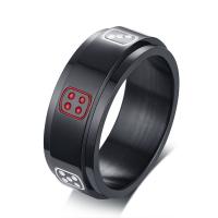 Stainless Steel Finger Ring, gun black plated & for man & enamel, 8mm, 2mm, US Ring 