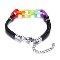 acier inoxydable bracelet, avec Ciré Nylon & Acrylique, avec 2lnch chaînes de rallonge, pour homme, couleur originale 5mm Environ 7 pouce, Vendu par brin