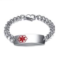 Stainless Steel Bracelet, twist oval chain & for man & enamel, original color Approx 8.3 Inch 