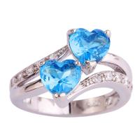 Zinc Alloy Finger Ring, Heart, platinum color plated & micro pave cubic zirconia & for woman 