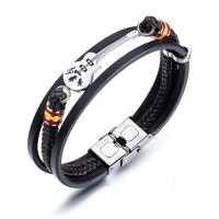 cuir PU bracelet, avec acier inoxydable, guitare, Résistant & Résistant à la corrosion & pour homme, couleur originale, 37mm Environ 7 pouce, Vendu par brin