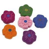 Dyed Wood Beads, Flower, stoving varnish, Random Color, 20mm Approx 1.5mm 