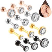 Edelstahl Ohrpiercing Schmuck, plattiert, unisex & mit Strass, keine, 1.2x6mm, 3mm, 4mm, 5mm, 3PCs/Menge, verkauft von Menge