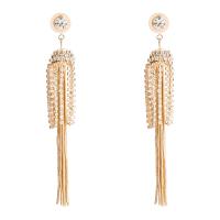 Zinc Alloy Tassel Earring, plated, for woman & with rhinestone 