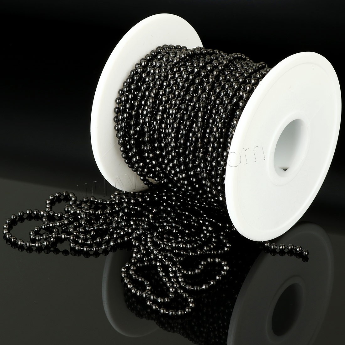 Stainless Steel Ball Chain, with plastic spool, gun black plated, different size for choice, Approx 20m/Spool, Sold By Spool