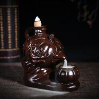 Incense Smoke Flow Backflow Holder Ceramic Incense Burner, Wood 