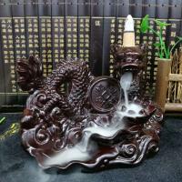 Incense Smoke Flow Backflow Holder Ceramic Incense Burner, Wood 