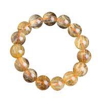 Rutilated Quartz Bracelet, Round, Unisex golden 