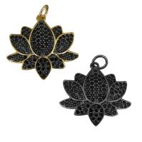 Pendentifs en laiton de fleur, Lotus, Placage, pavé de micro zircon, plus de couleurs à choisir Environ 3.5mm, Vendu par PC