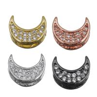 Cubic Zirconia Micro Pave Brass Beads, Moon, plated, micro pave cubic zirconia Approx 