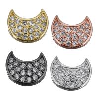 Cubic Zirconia Micro Pave Brass Beads, Moon, plated, micro pave cubic zirconia Approx 