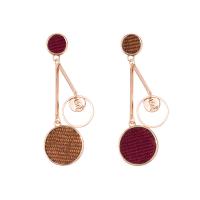 Pendientes asimétricos, aleación de zinc, con paño, acero inoxidable aguja de pendiente, chapado en color rosa dorada, para mujer, 73mm, Vendido por Par