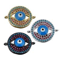 Brass Connector, Evil Eye, plated, micro pave cubic zirconia & enamel & 1/1 loop Approx 1.5mm 