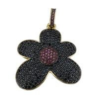 Pendentifs en laiton de fleur, Plaqué d'or, pavé de micro zircon Environ Vendu par PC