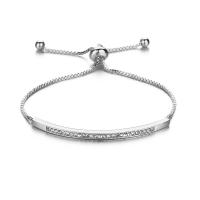 alliage de zinc bracelet, avec laiton, Placage, réglable & chaîne de boîte & pour femme & avec strass, plus de couleurs à choisir Environ 8.3 pouce, Vendu par brin