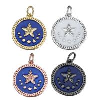 Brass Jewelry Pendants, Flat Round, plated, enamel Approx 3.5mm 