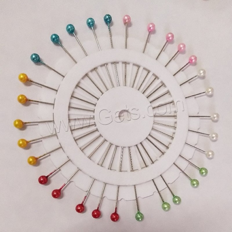 plastique Broche tête à bille, avec acier inoxydable, normes différentes pour le choix, couleurs mélangées, 10000PC/lot, Vendu par lot