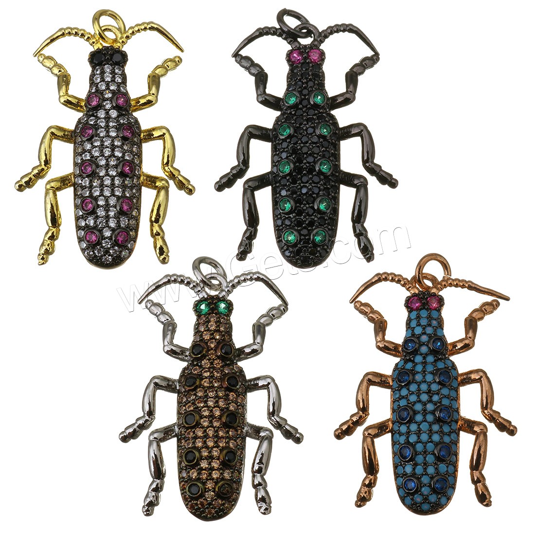 Animal Brass Pendants, Insect, plated, micro pave cubic zirconia, more colors for choice, 22x31x5mm, Hole:Approx 3mm, Sold By PC