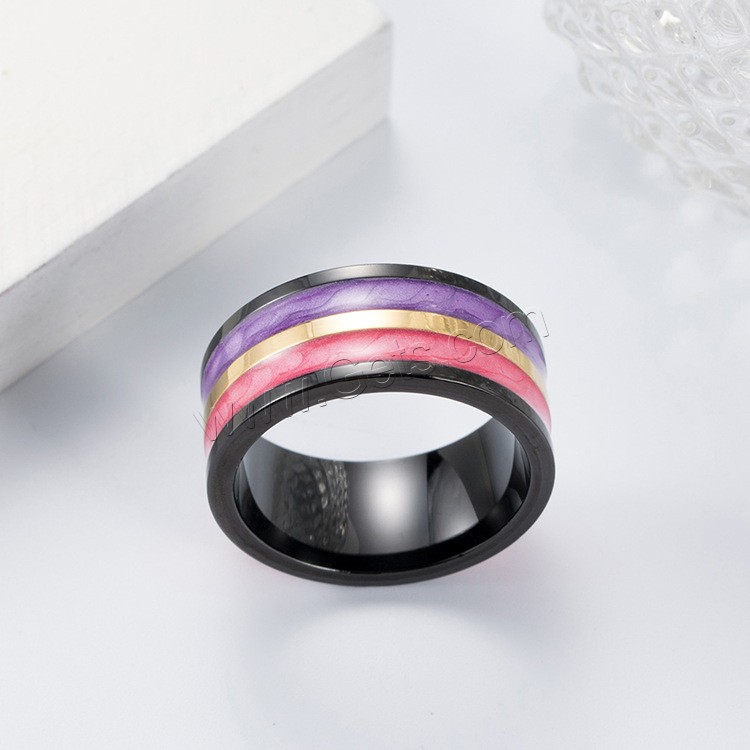 Titanium Steel Finger Ring, with Cloisonne, plated, Unisex & different size for choice, 10mm, Sold By PC