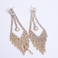 Rhinestone Brass Drop Earring, plated, for woman & with rhinestone 