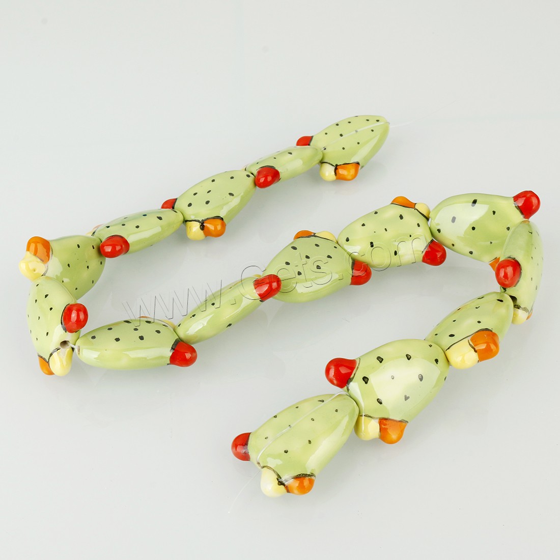 Plant Lampwork Beads, Opuntia Stricta, more colors for choice, Sold By Strand