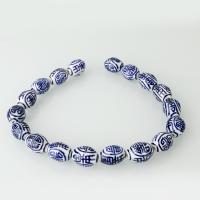 Perla de porcelana azul y blanca, 19x14x14mm, agujero:aproximado 2mm, longitud:aproximado 13.5 Inch, aproximado 18PCs/Sarta, Vendido por Sarta