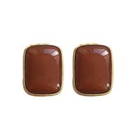 Pendientes de Perno de Aleación de Zinc, con resina, chapado en color dorado, diferentes estilos para la opción & para mujer, más colores para la opción, libre de níquel, plomo & cadmio, 20x28mm, Vendido por Par