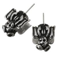 Edelstahl Stud Ohrring, originale Farbe, 12.5x23x10mm,0.7mm, Bohrung:ca. 5mm, verkauft von Paar