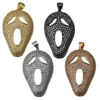 Cubic Zirconia Micro Pave Brass Pendant, Mask, plated, micro pave cubic zirconia Approx 4mm 