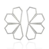 Pendientes de Perno de Aleación de Zinc, Flor, chapado en color de plata, para mujer & hueco, 23x42mm, Vendido por Par