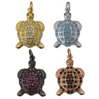 Colgantes de animal de latón , metal, Tortuga, chapado, micro arcilla de zirconia cúbica, más colores para la opción, 14x21x4mm, agujero:aproximado 2.5mm, Vendido por UD