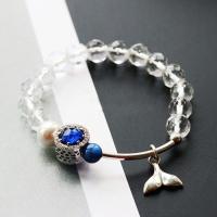 Quartz Bracelets, Brass, with Clear Quartz & Kyanite, silver color plated, Adjustable & for woman, blue, 150mm 