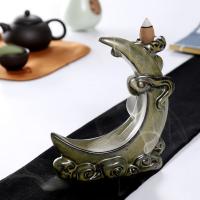 Incense Smoke Flow Backflow Holder Ceramic Incense Burner, Porcelain, Moon 